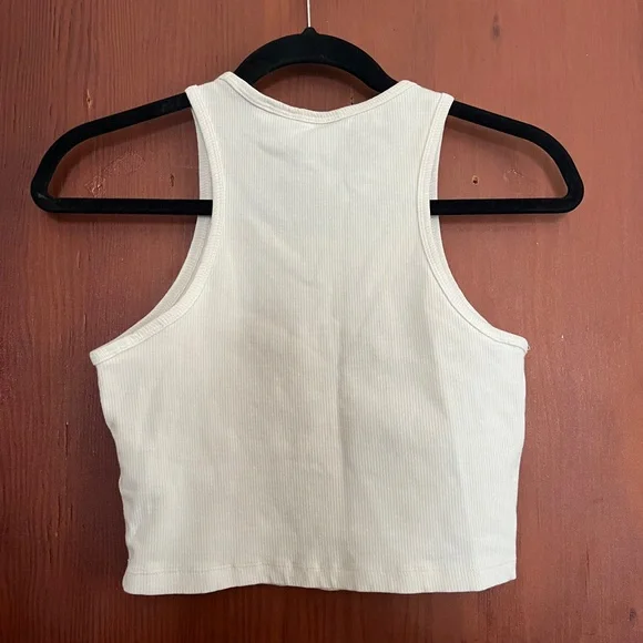 Adidas Cream Ribbed Crop Tank Top - Picture 5 of 5